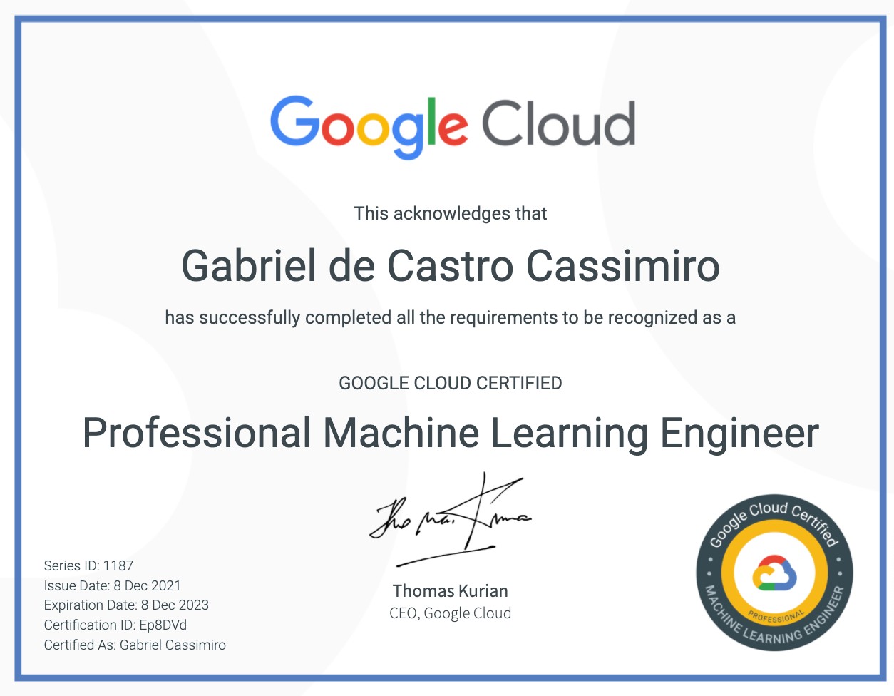 GCP Professional Machine Learning Engineer Certification