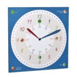 Front view of Tick & Tack child's learning clock with colorful hour and minute markings