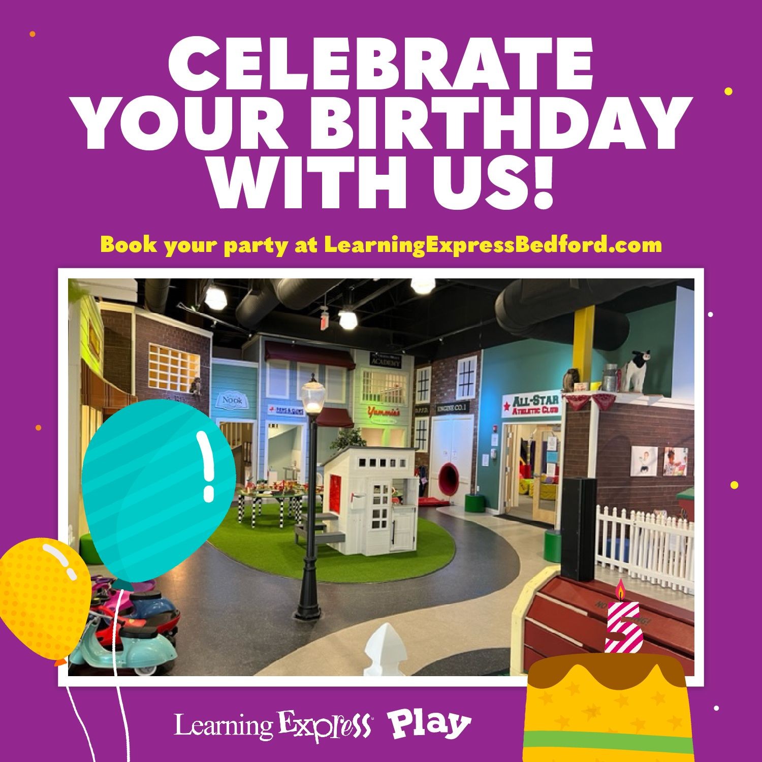 A vibrant and engaging play area at Learning Express Bedford MA, featuring children interacting with various toys and play structures, promoting active learning and fun.