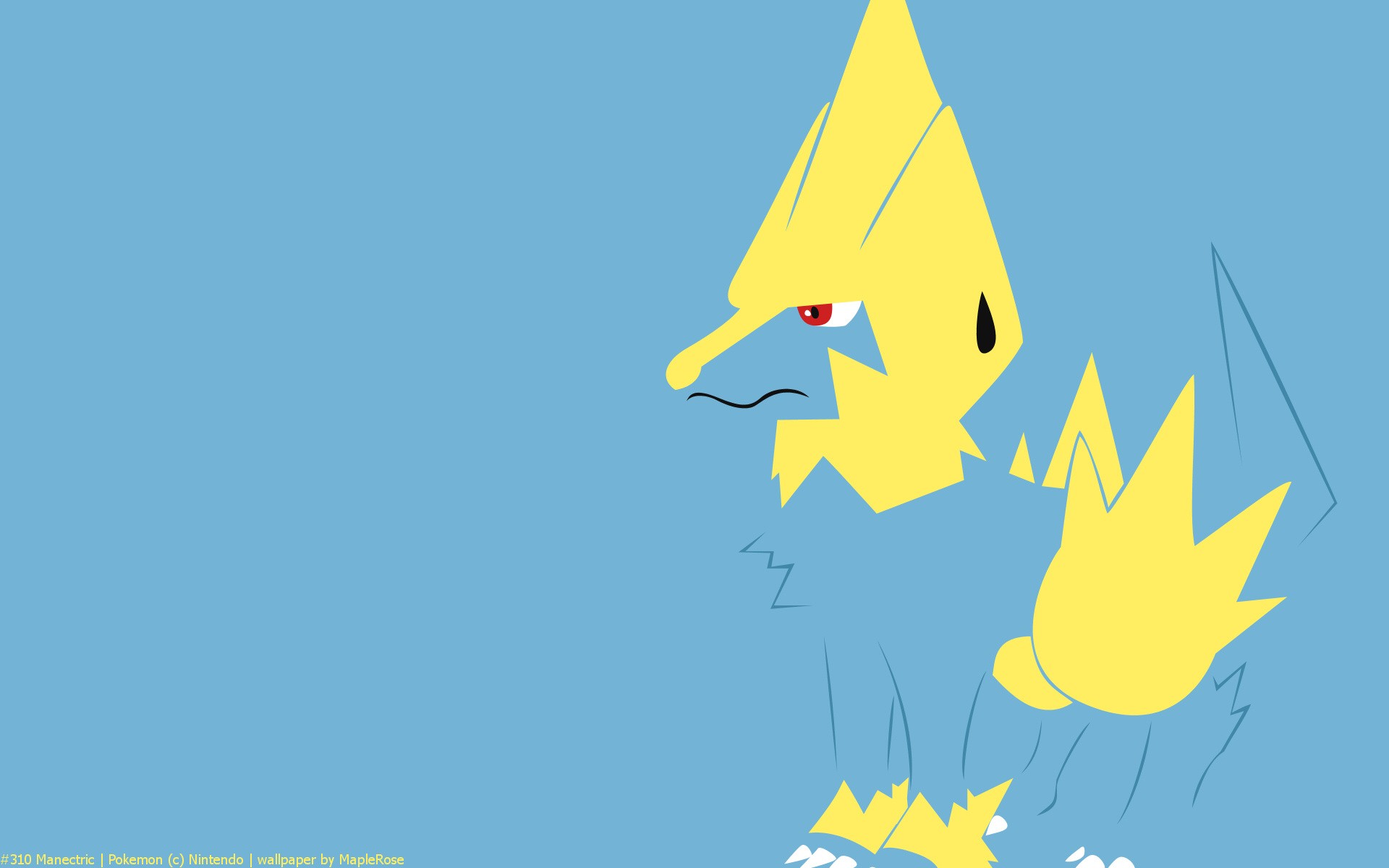 Manectric, the Discharge Pokémon. Manectric has the ability to gather local electrical energy in its mane, and then discharge it, creating thunder clouds.