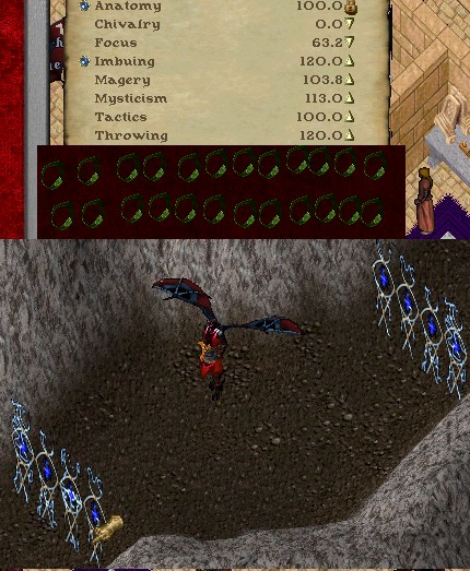 Gargoyle in Ultima Online, possibly wielding throwing weapon, showcasing the versatility of Gargoyle characters.