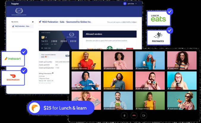 Variety of lunch options available through Hoppier virtual cards for lunch and learns