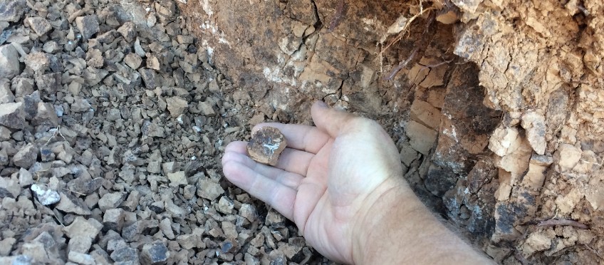 Angular chunks of dry river clay, showing a natural patina