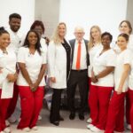 Group of nursing students in a simulation lab at Cooper University Health Care