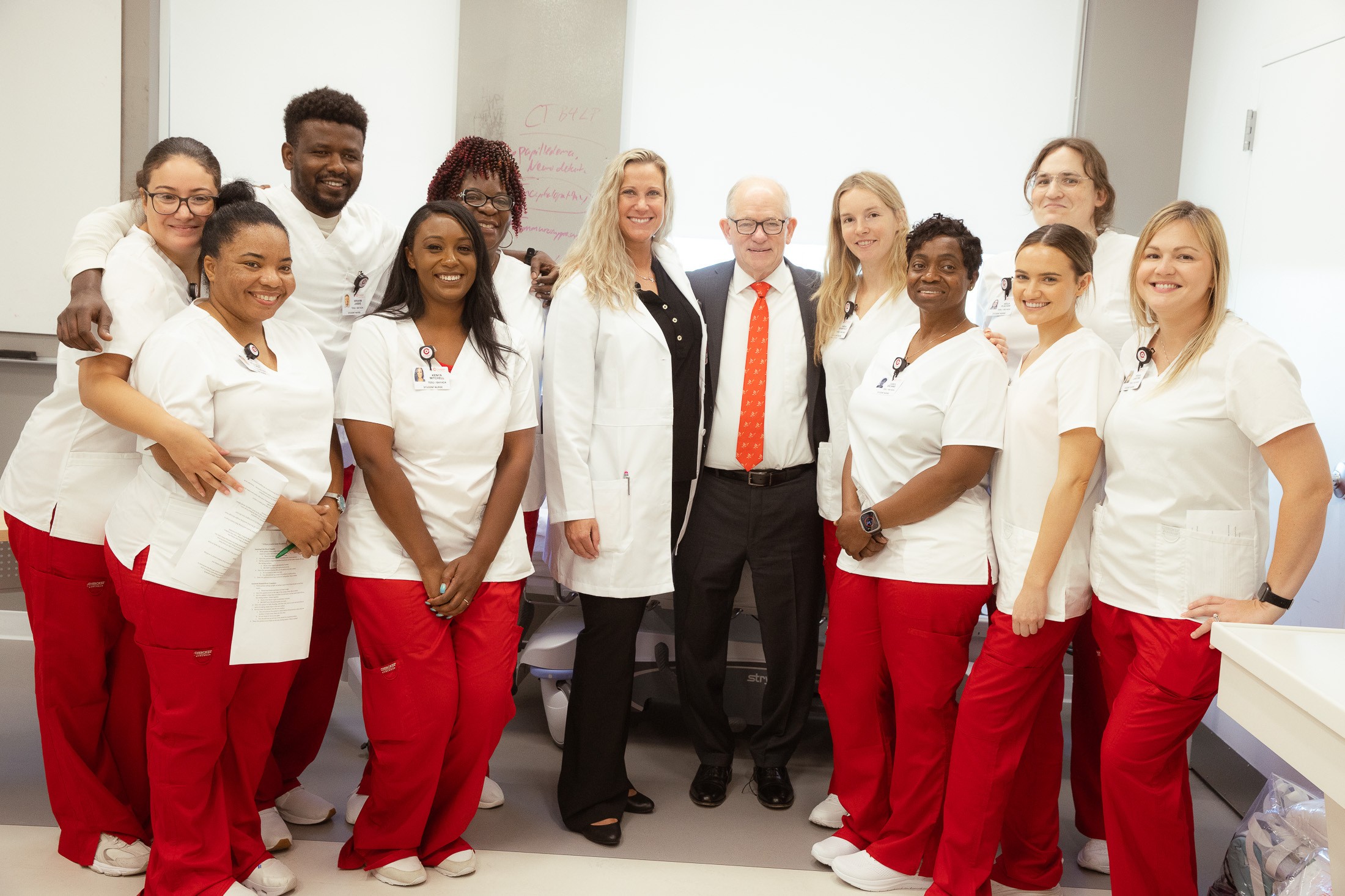 Group of nursing students in a simulation lab at Cooper University Health Care