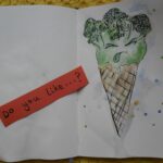 Funny broccoli ice cream cartoon, a visual aid for Super Simple Learning's 'Do You Like Broccoli Ice Cream?' ESL lesson.