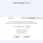 Cold Turkey Writer interface displaying options for initiating a new draft.