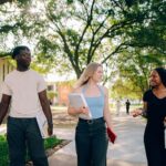 Students collaborating on campus at Houston Christian University