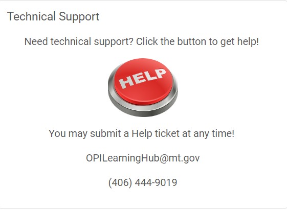 Contact Learning Hub Help Desk for technical support and assistance