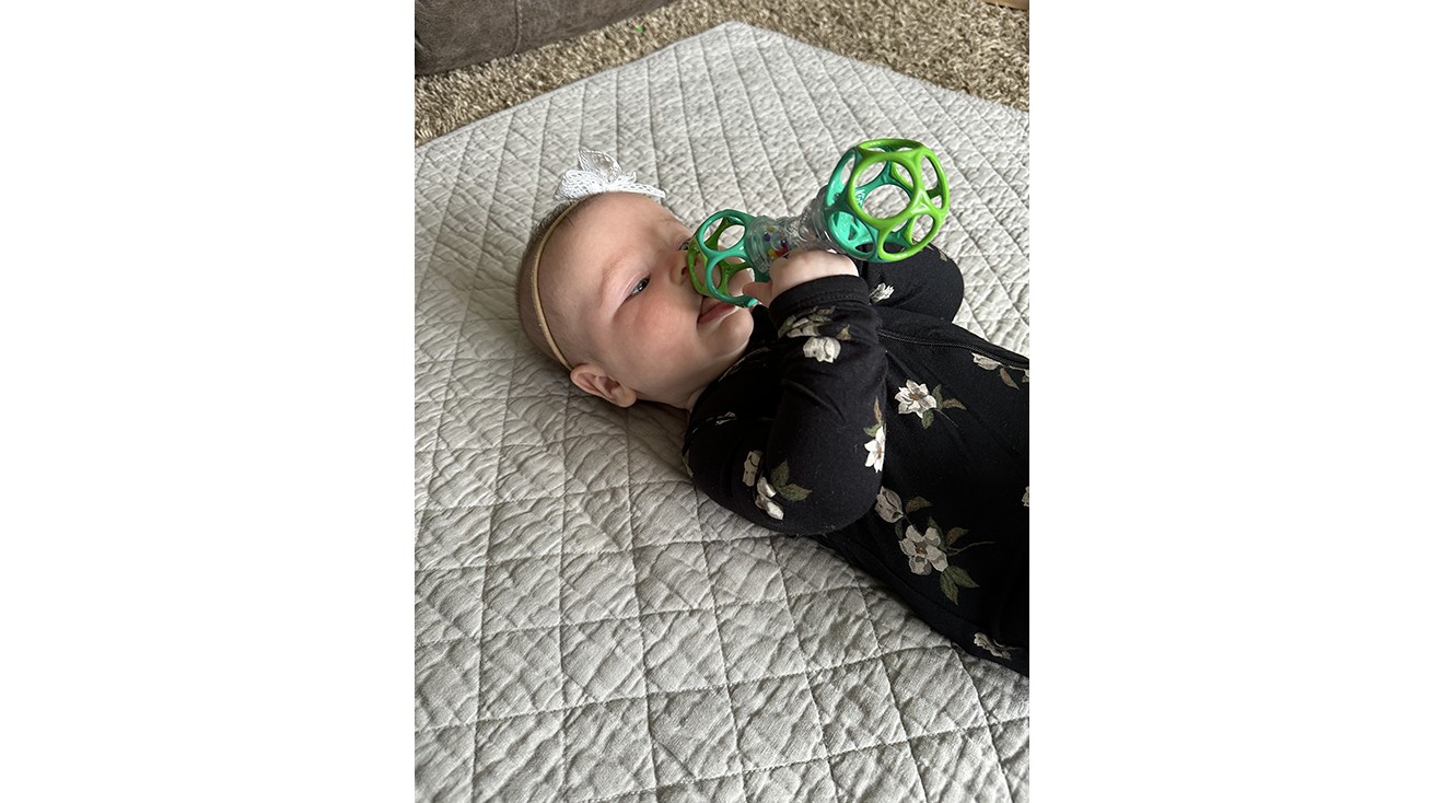 Jennifer W., mother of a 3-month-old, reviewing the Oball Easy Grasp Shaker Rattle