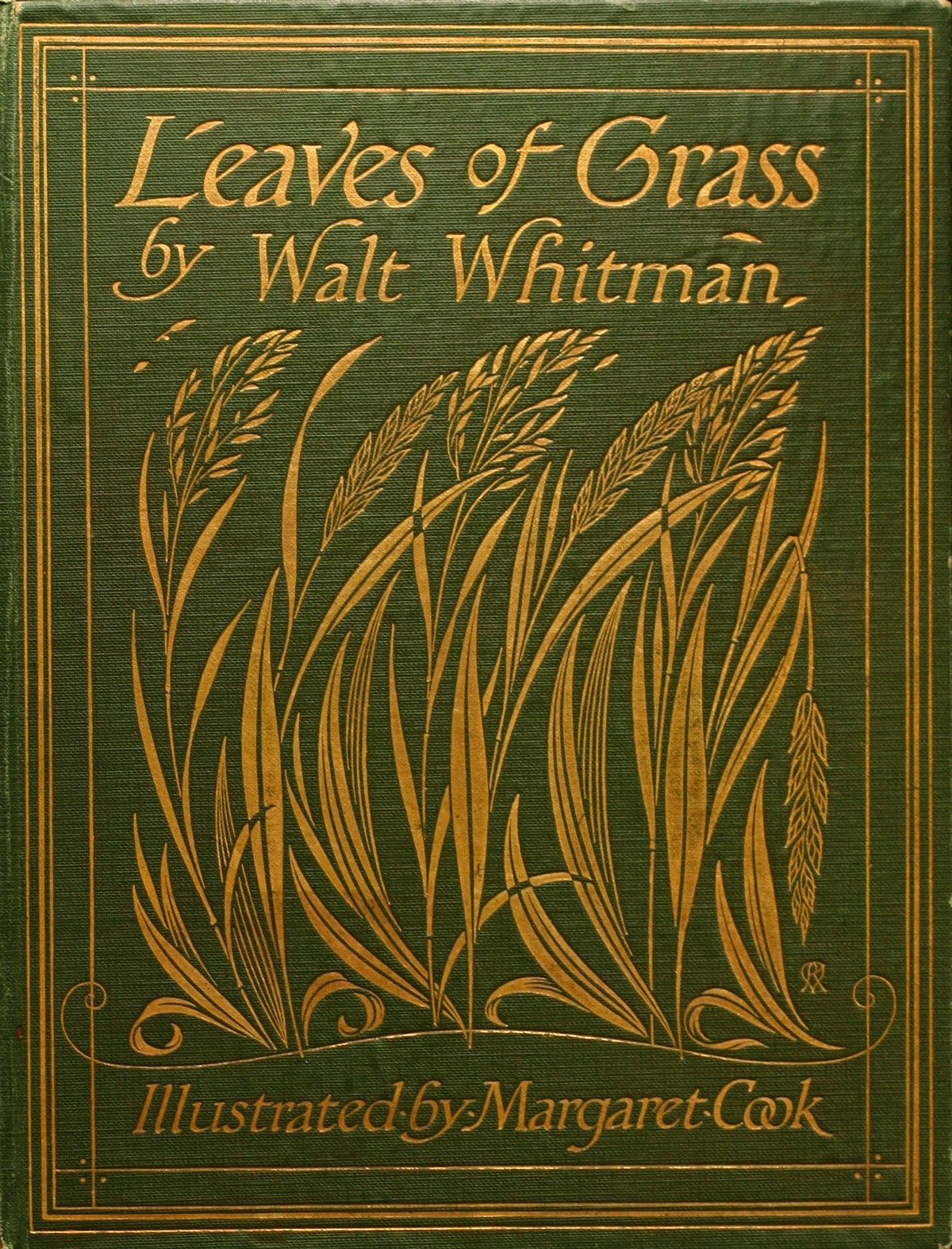 Original Leaves of Grass edition cover art by Margaret Cook, depicting nature and poetry.