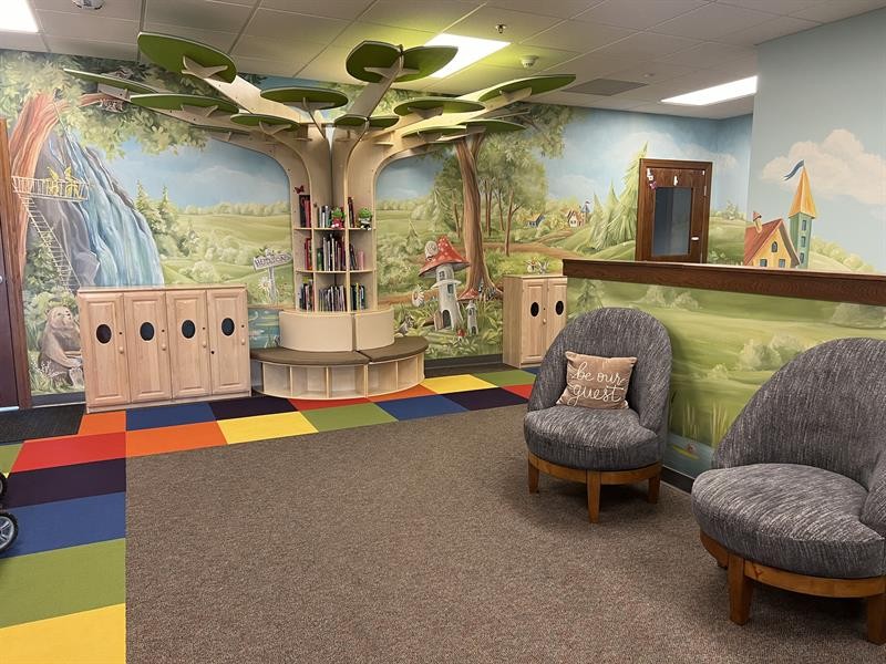 Bright and welcoming lobby area at Learning Tree Academy Hudson WI, designed for child care reception and parent greetings