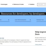 MDN Web Docs homepage showcasing web development documentation categories