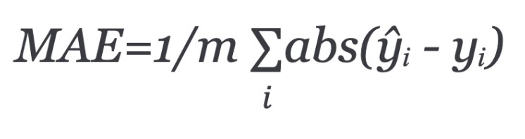 Mean absolute error equation.