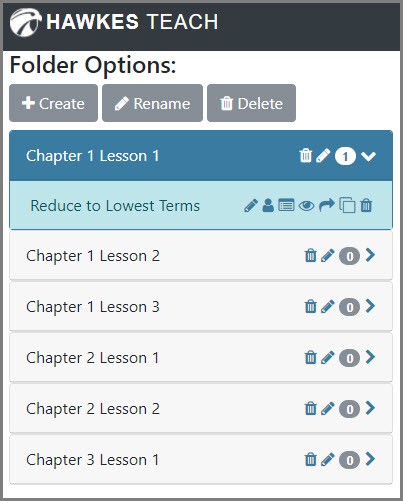 Question Folders in Hawkes Learning Question Builder