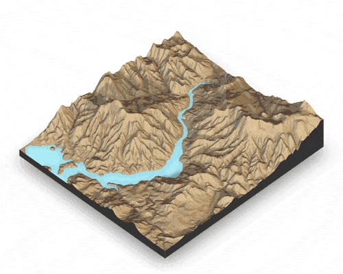 3D map visualization created with R rayshader library demonstrating how to learn R for data visualization.