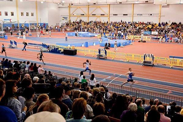 Image of the indoor track at Prince George’s Sports and Learning Complex undergoing renovations