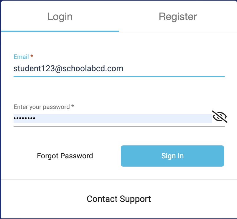 Carnegie Learning Passport Login Page for Email and Password Entry