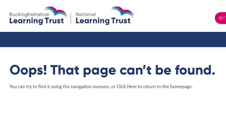 Bucks Learning Trust website displaying National Learning Trust logo