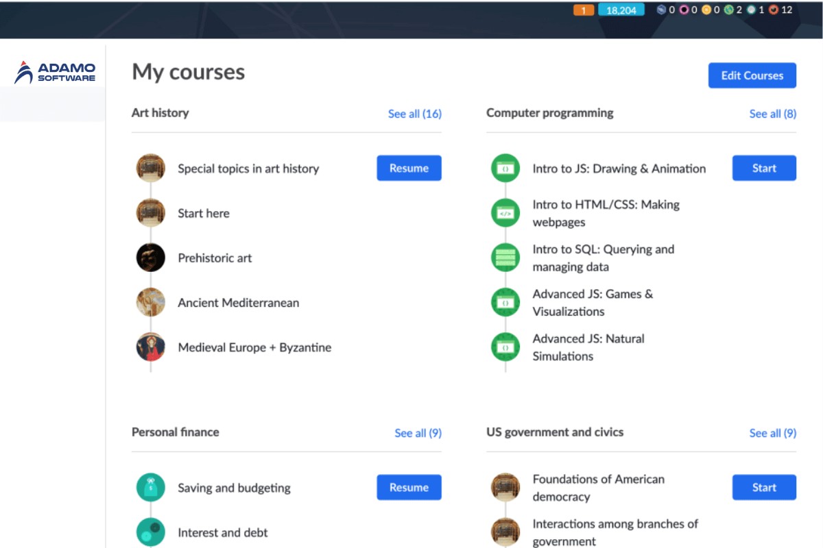 Khan Academy Interface