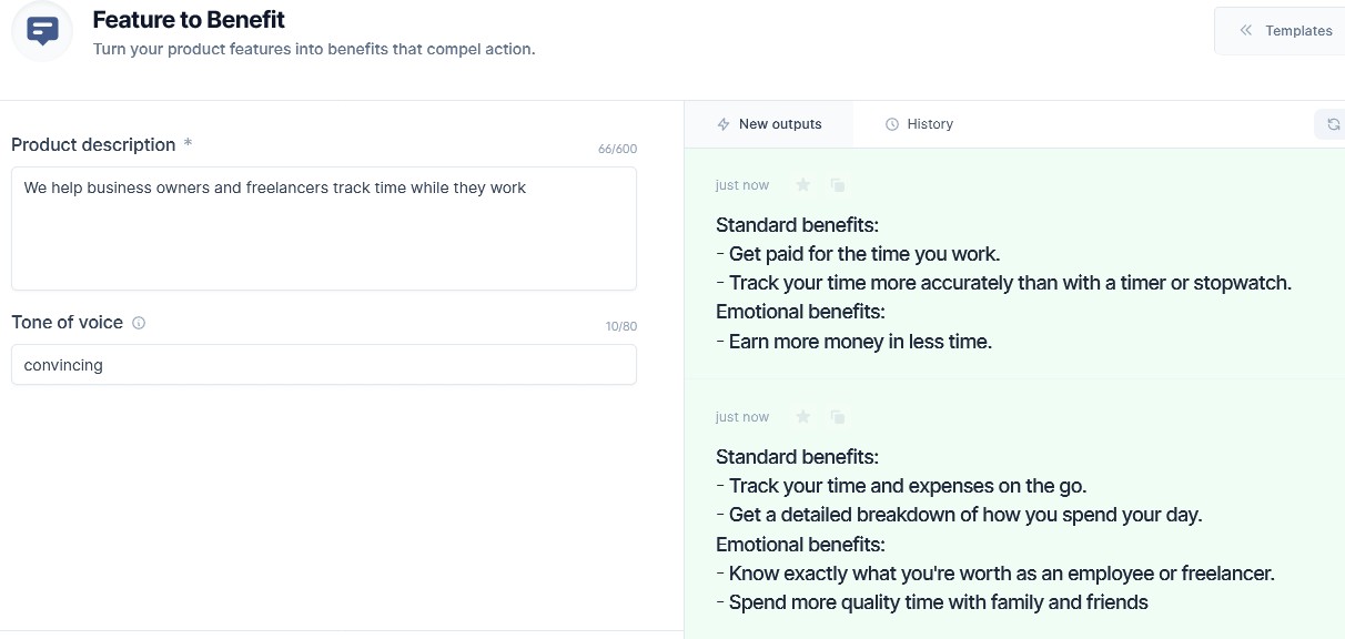 Jarvis Feature to Benefit template - Learn copywriting