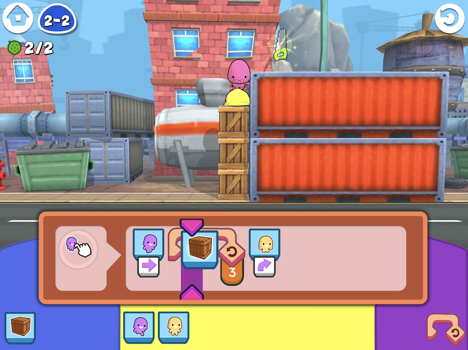 Screenshot of drag and drop games using loops in Code Spark