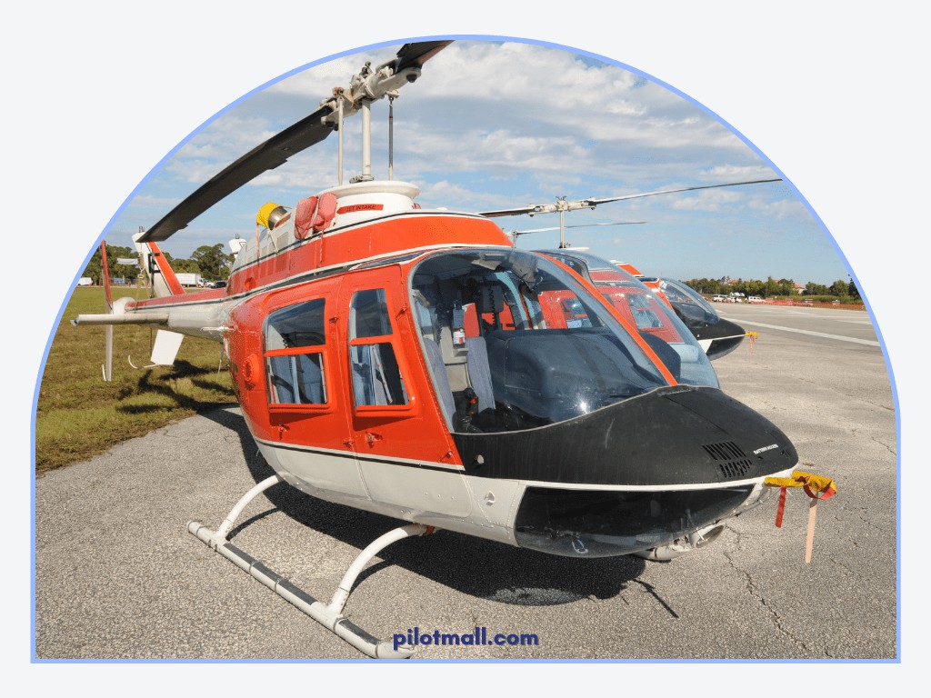 A Red and White Helicopter on a Tarmac, illustrating flight training