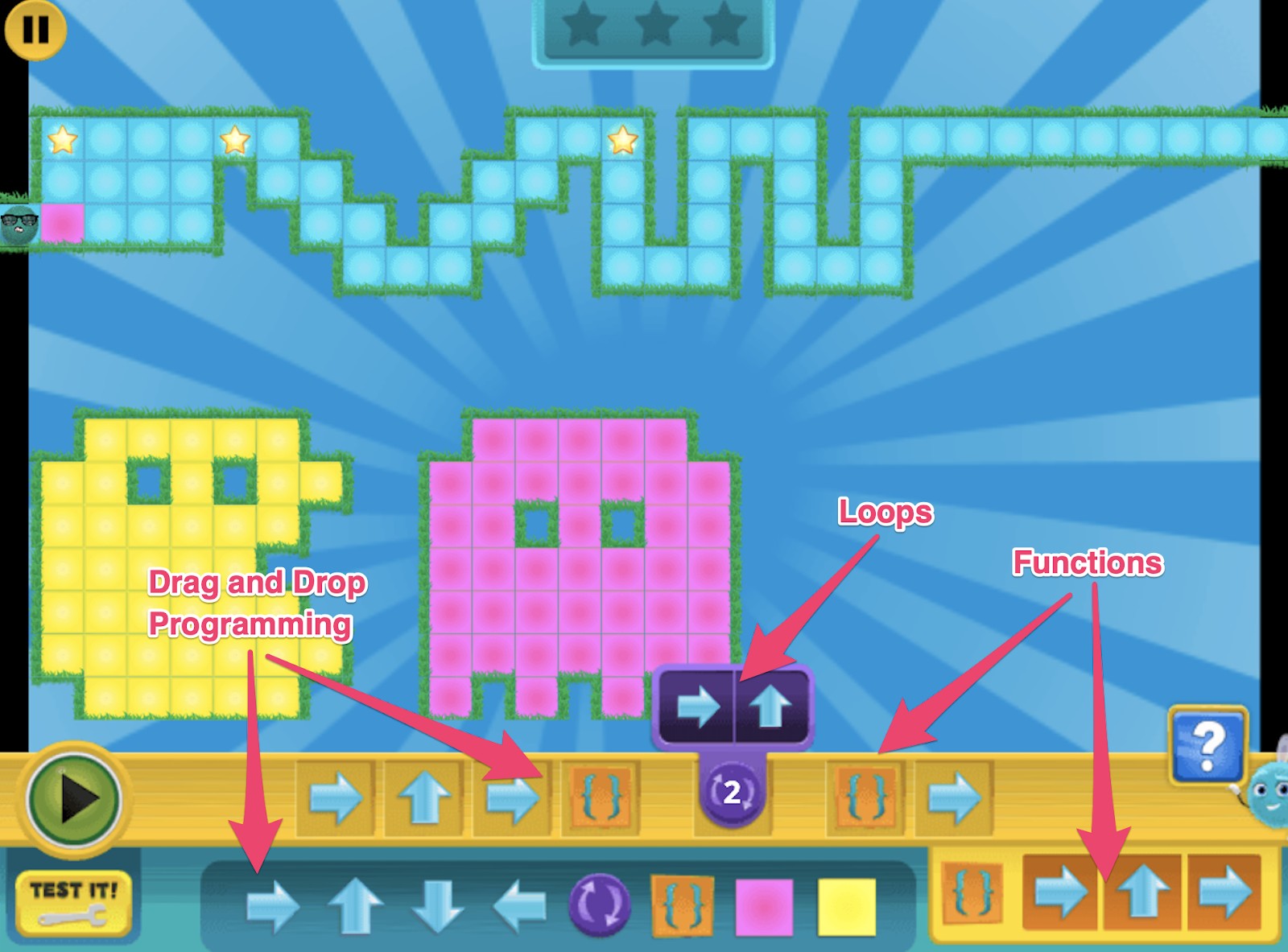 Drag and drop programming in Kodable