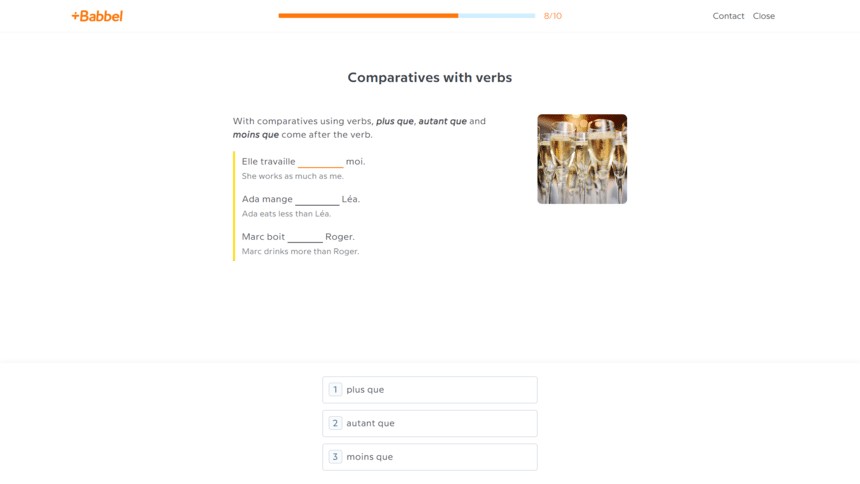 Babbel French lesson