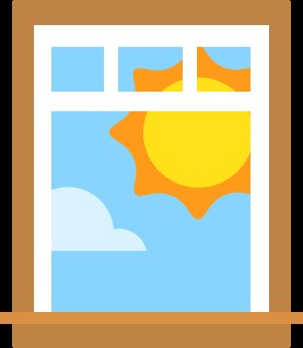 Illustration of sunlight through a window
