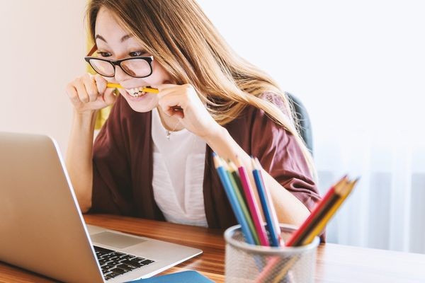 Student focused on studying but relying on external substances