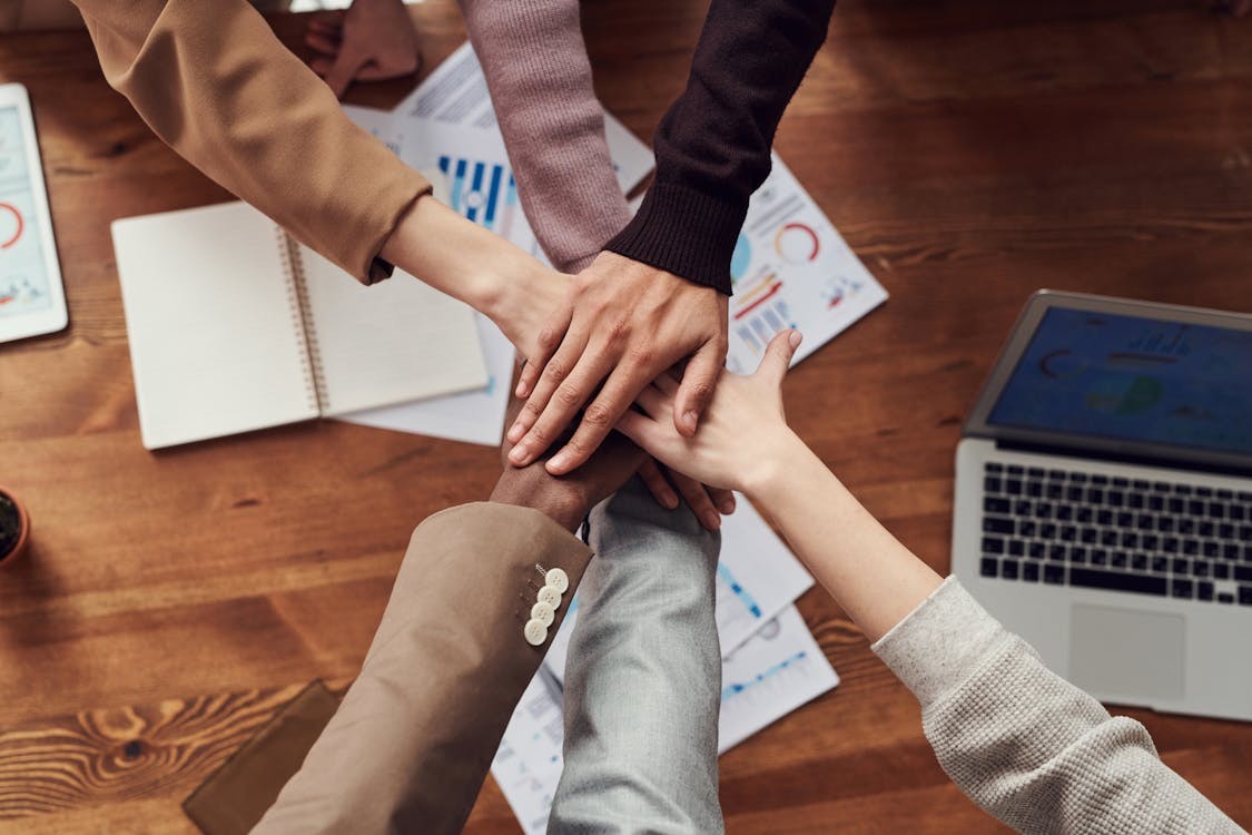 People collaborating during meeting