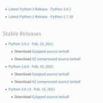 An image showing the current stable releases of Python from Python.org