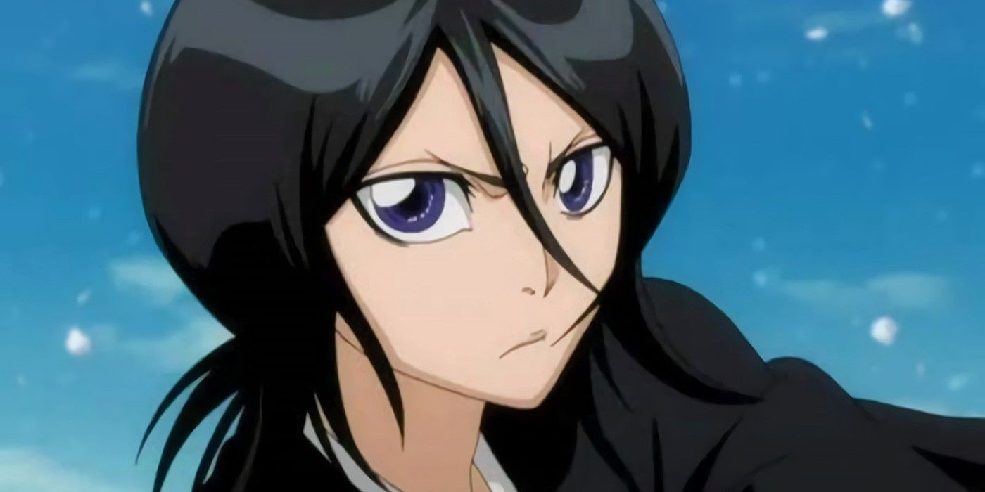 Rukia in the middle of combat in Bleach.