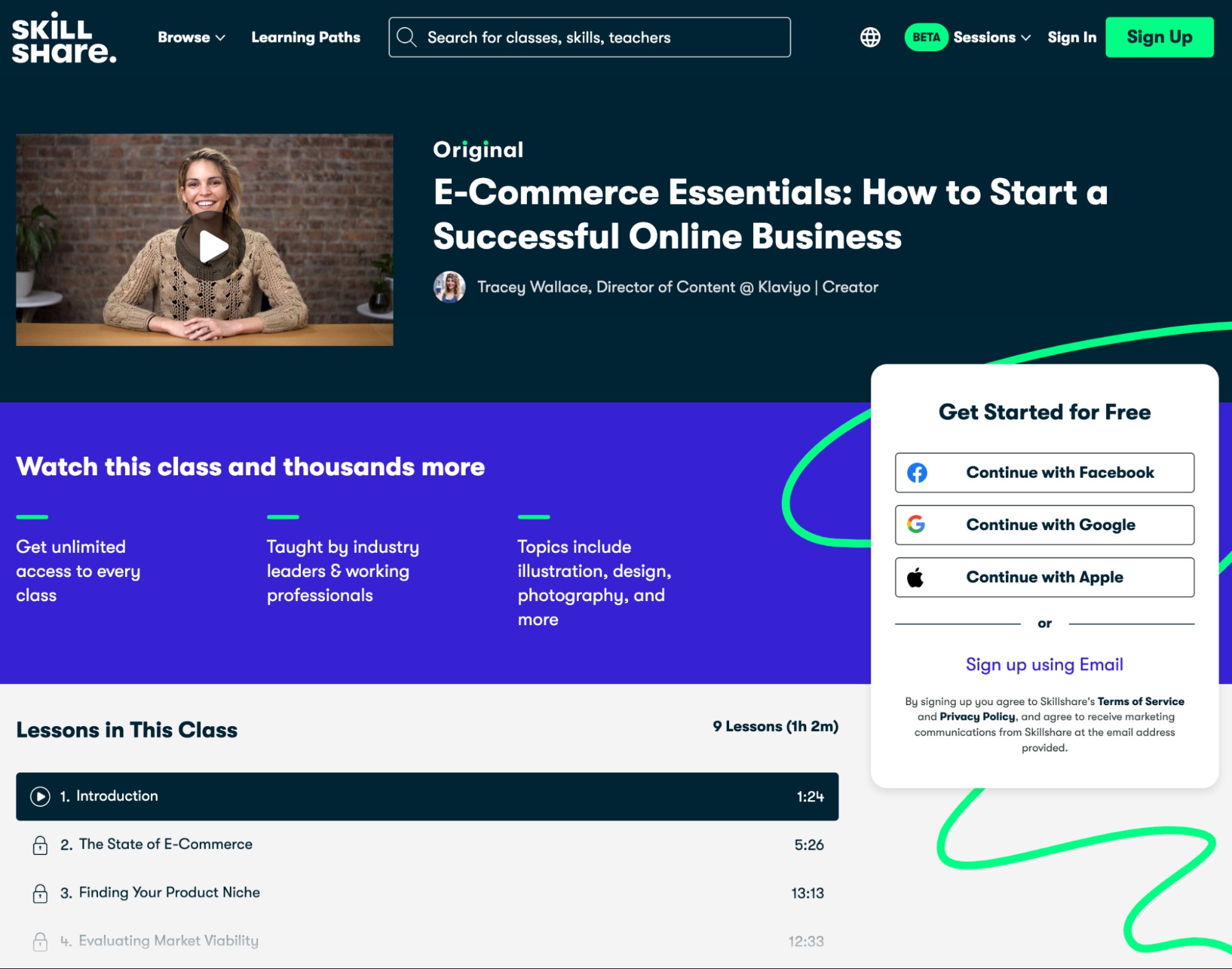 Screenshot of the homepage for Tracy Wallace