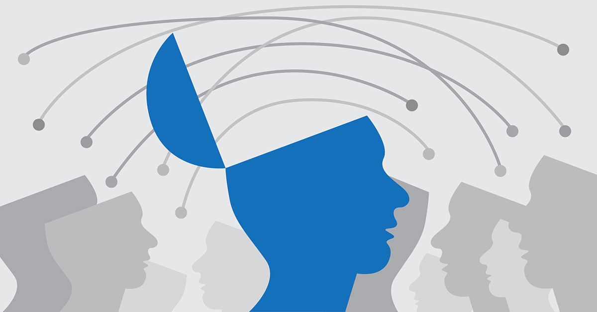 Illustration of man with top of head open