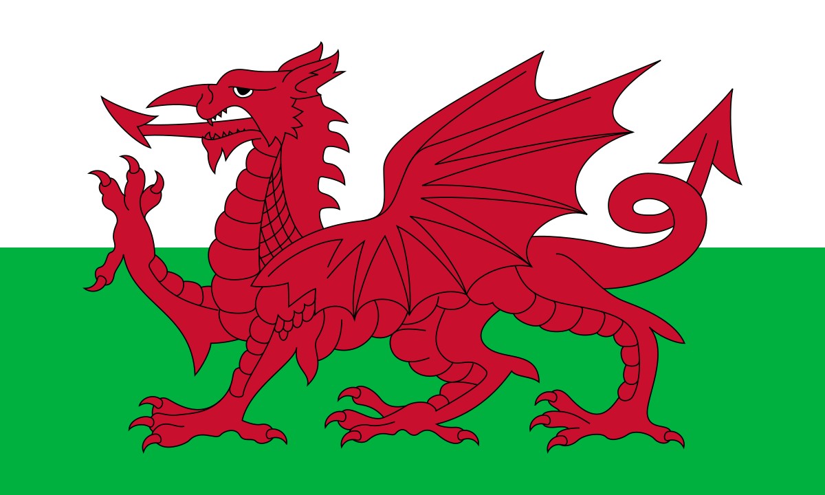 Welsh flag with a red dragon