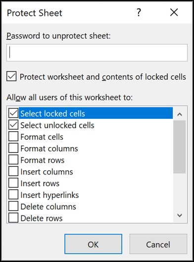 Protect Sheet Example