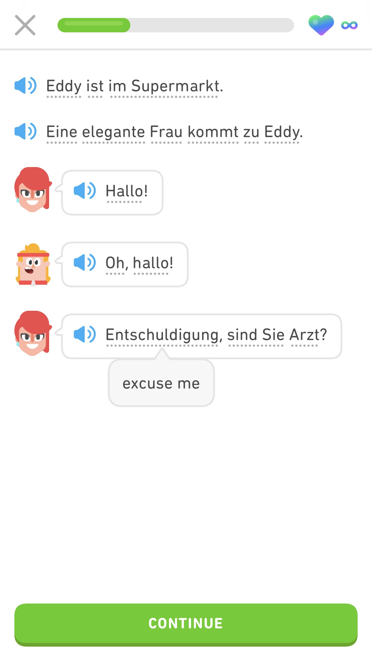 Duolingo stories for German enhance comprehension and vocab