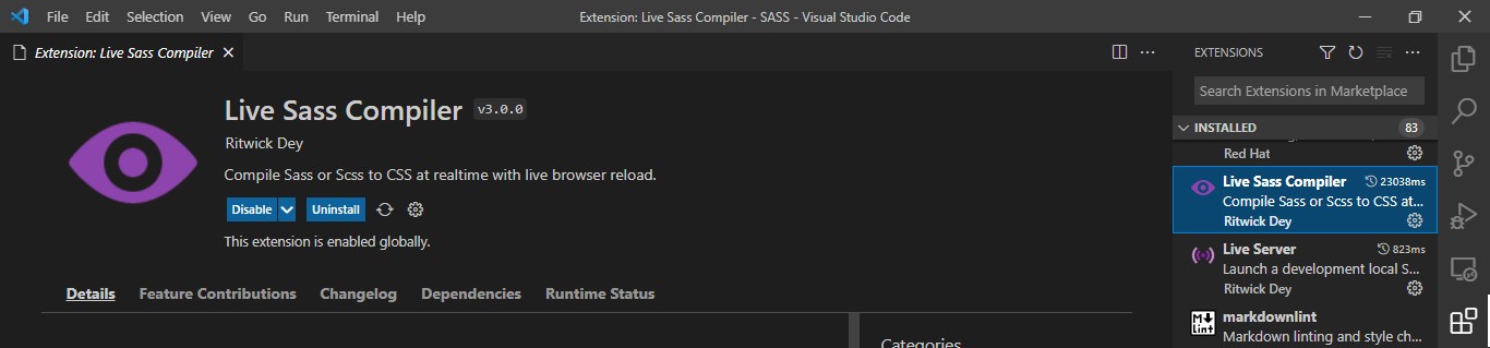 Install Sass Using VS Code