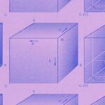 A series of purple cubes with measurements surrounding them.