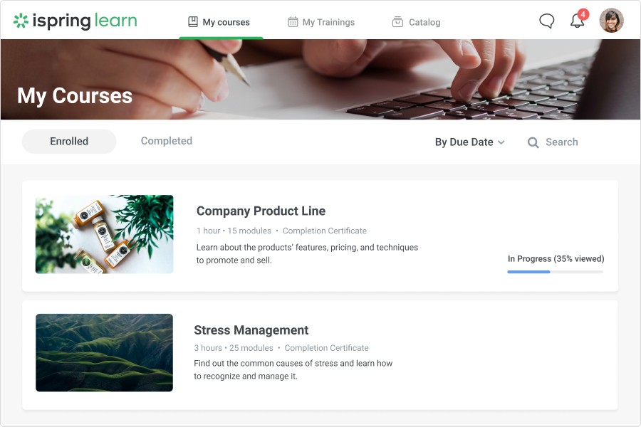 iSpring Learn Interface