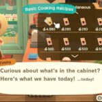 Animal Crossing New Horizons guide cooking buy basic cooking recipes Nooks Cranny DIY 1