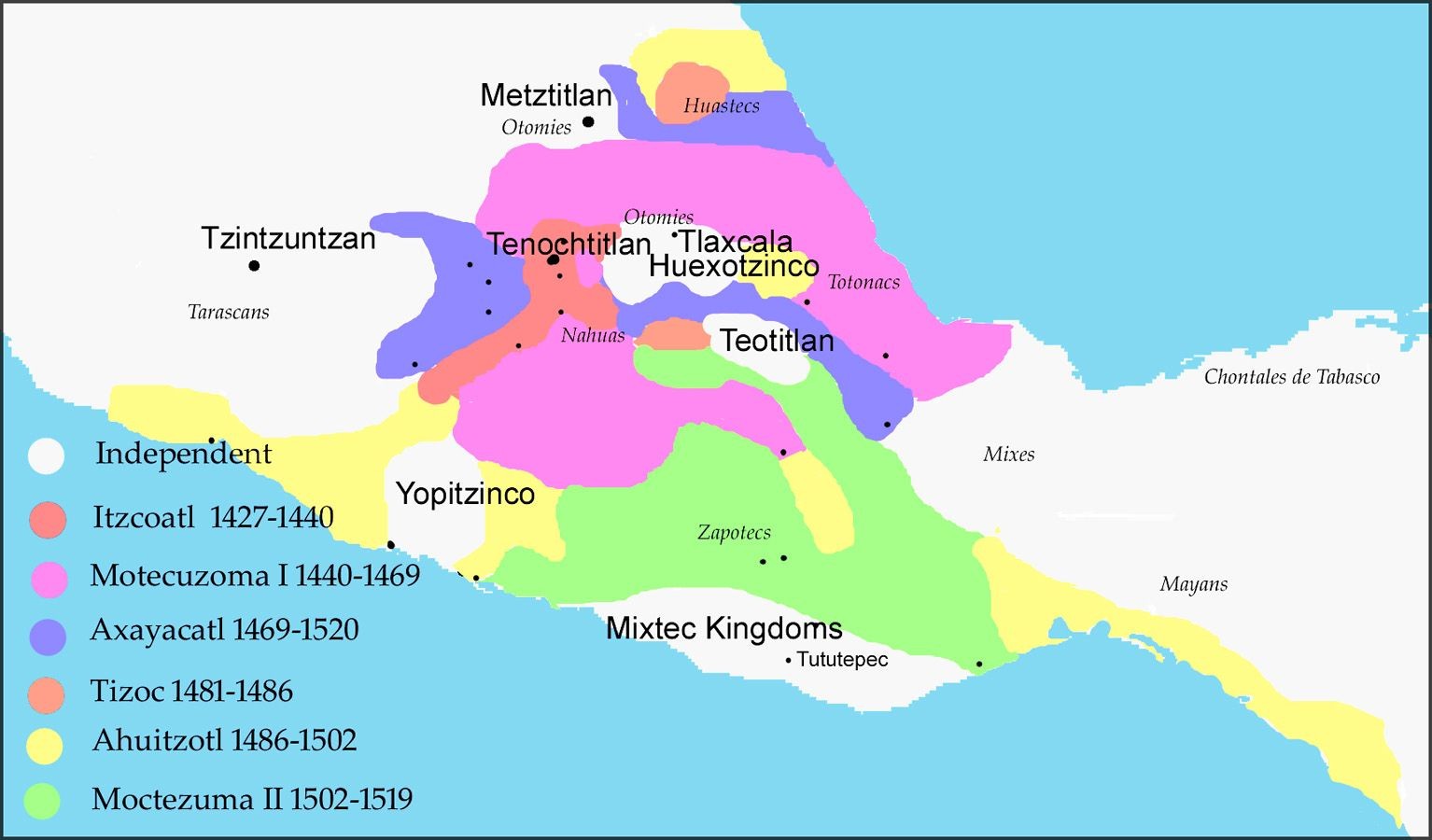 Map of Aztec City States before the Conquest