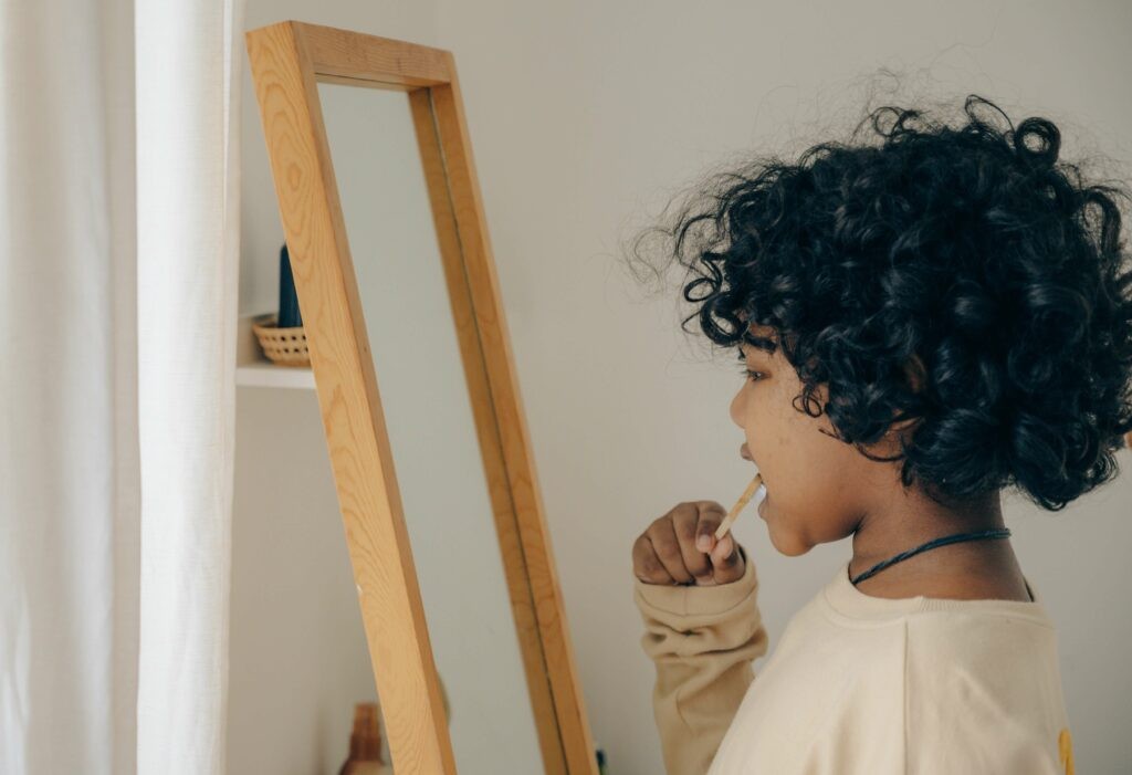 Child playing with blocks representing cognitive development