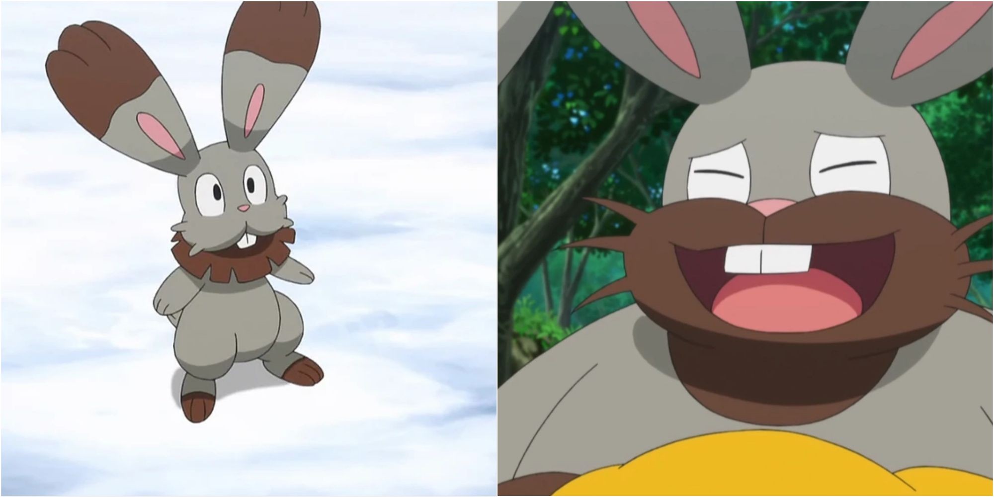 Bunnelby and Diggersby in the Pokemon anime, showcasing their digging abilities and surprising capacity to learn Surf