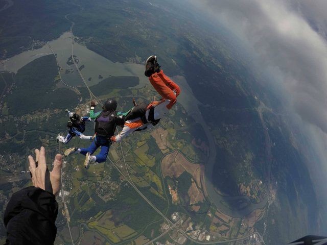Solo skydiver in freefall