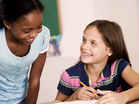 Students using tablets in a classroom