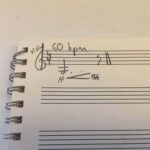 A musician composing music