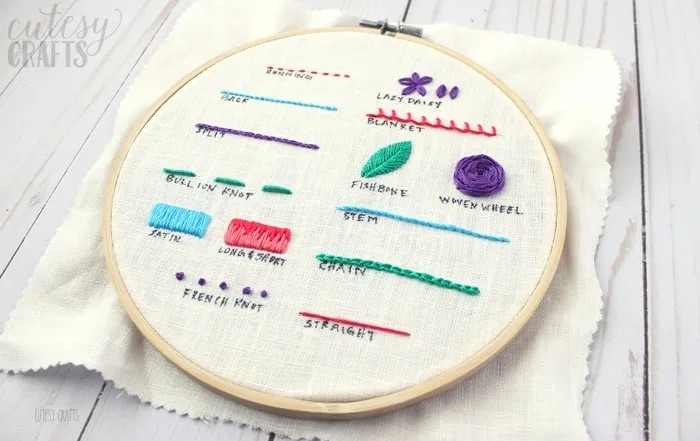 Variety of embroidery stitches and techniques